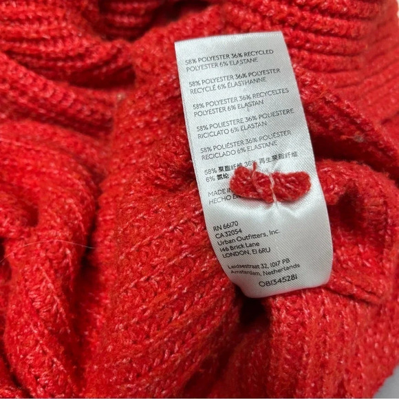 Pilcro Oversized Knit Cowl-Neck Sweater in Red/Orange Size X-Small - Picture 14 of 14